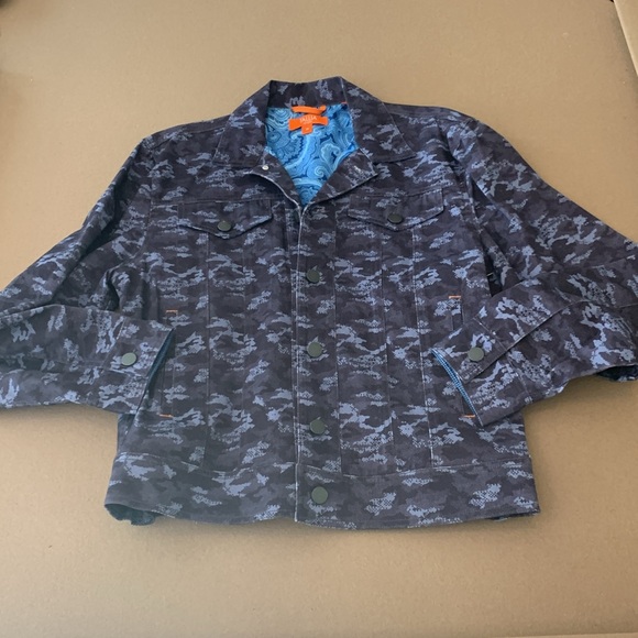 TALLIA Sport Navy Camo Print Trucker Jacket - Medium - Picture 4 of 10